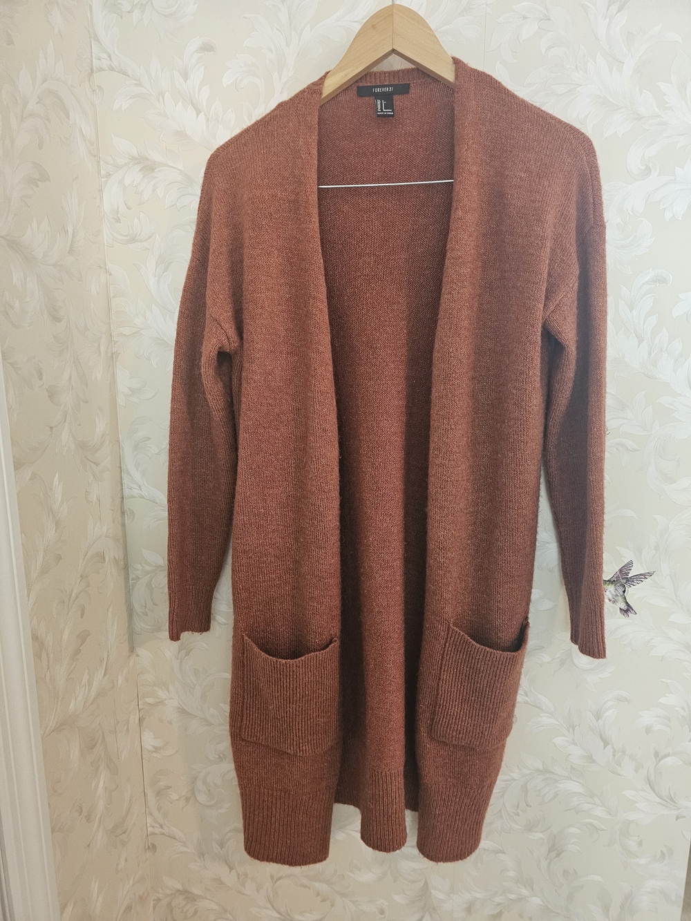 Forever 21 Rust Open-Front Pocket Cardigan